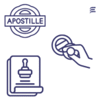 Apostille stamp and document illustration